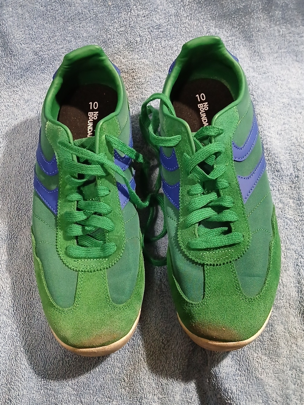 No Boundaries Size 10 Mens Green Suede & Nylon Sneakers Used
